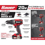 BAUER  20v Lithium-Ion Cordless 1/2 In. Drill/Driver Kit