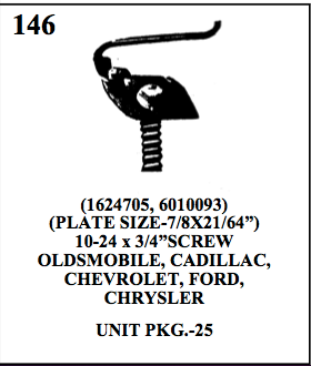 PLATE SIZE-7/8X21/64”) 10-24 x 3/4”SCREW OLDSMOBILE, CADILLAC, CHEVROLET, FORD, CHRYSLER AUTO RESTORATION CAR PAINT SUPPLIES